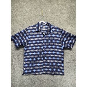 Vintage Iz It U Izitu Shirt Men's XL Purple Diamond Geometric Argyle Bowling USA